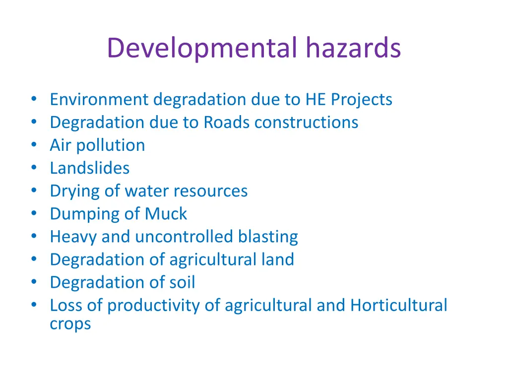 developmental hazards