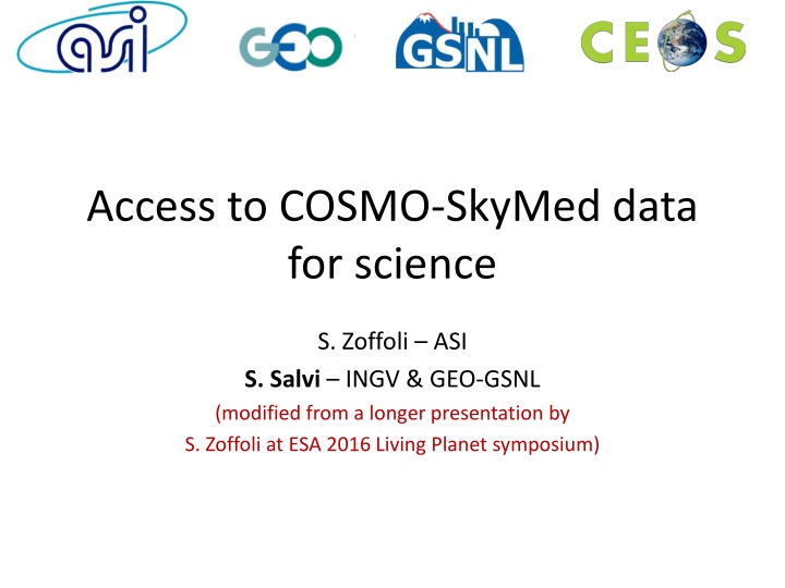 access to cosmo skymed data for science