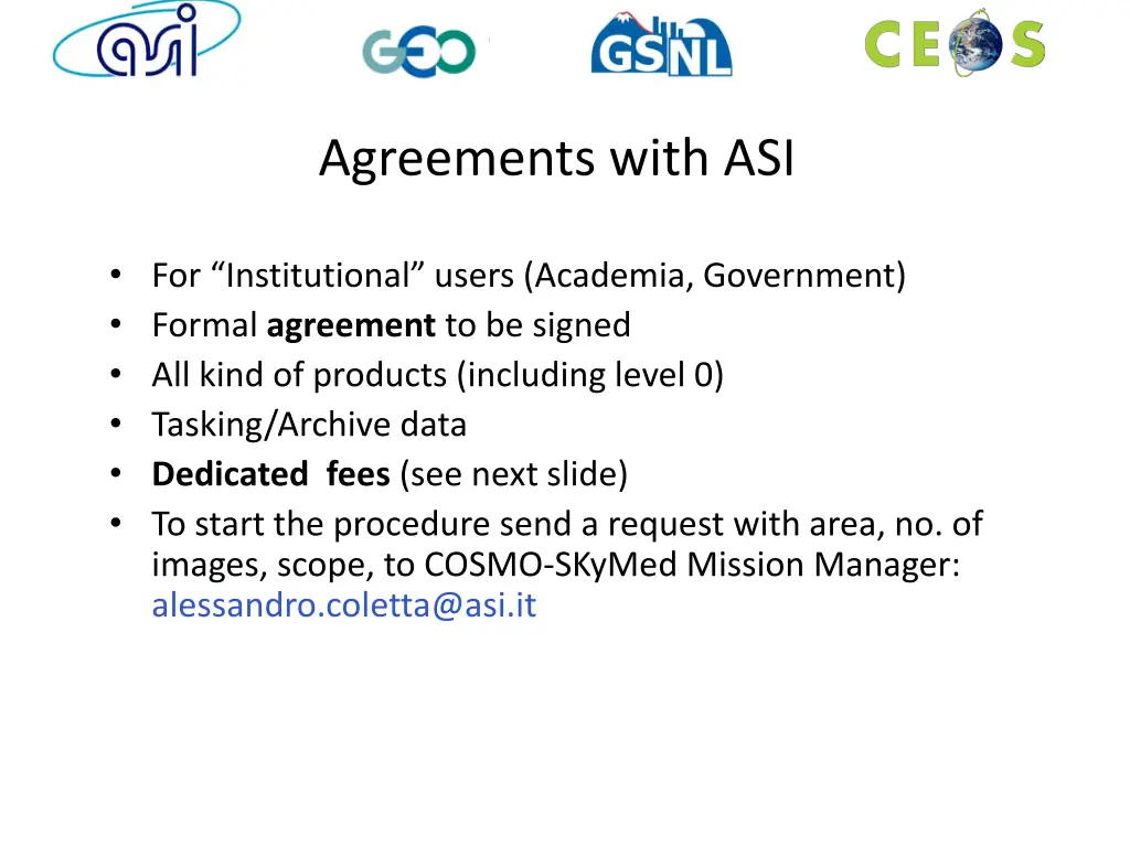 agreements with asi