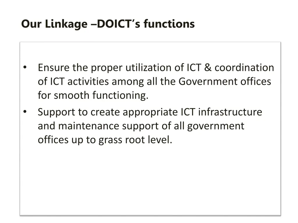 our linkage doict s functions