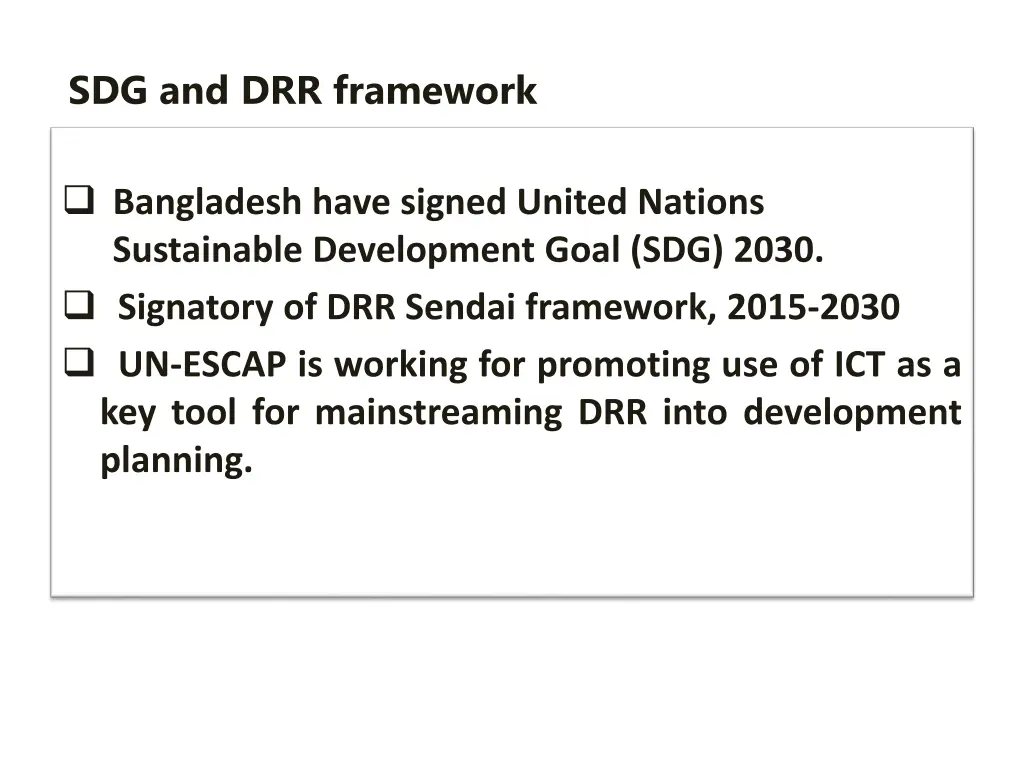 sdg and drr framework