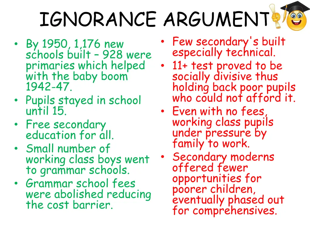 ignorance argument by 1950 1 176 new schools