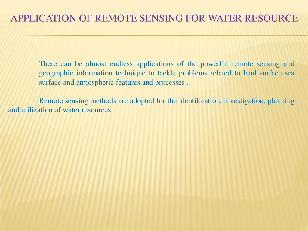 application of remote sensing for water resource