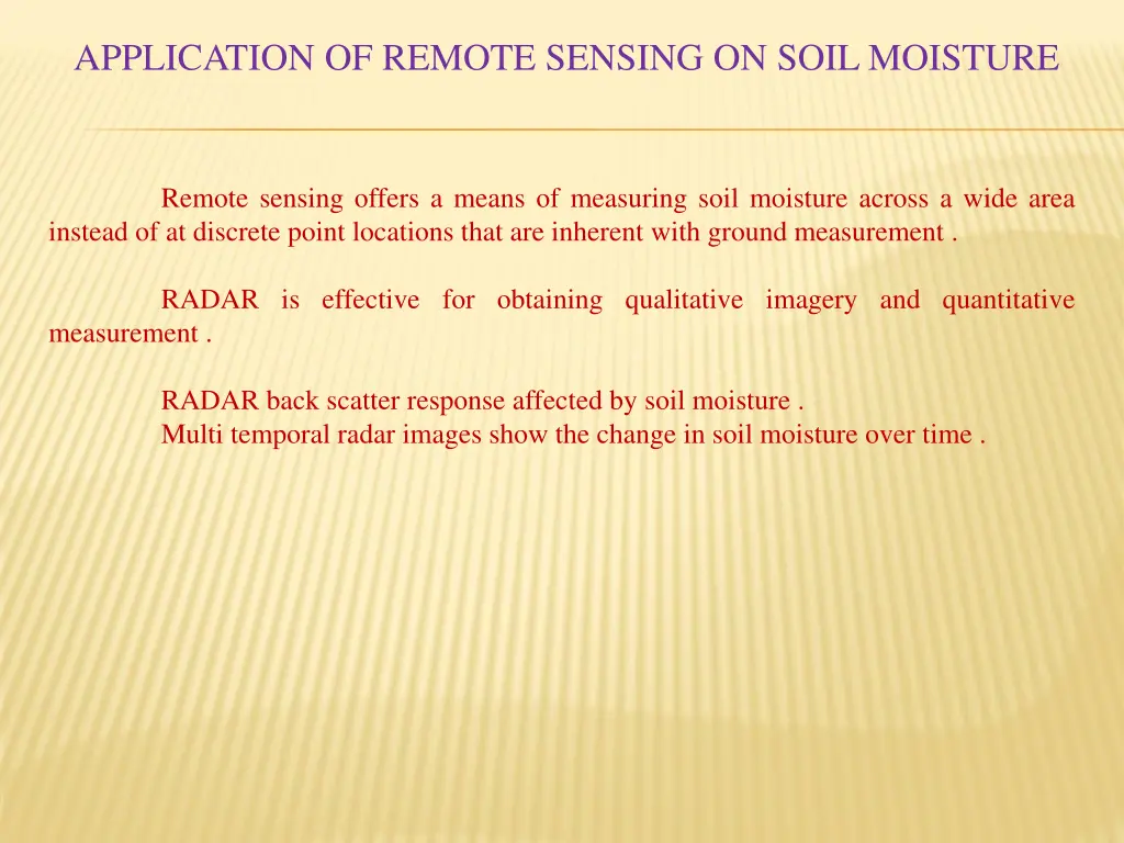 application of remote sensing on soil moisture