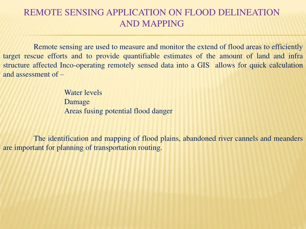 remote sensing application on flood delineation