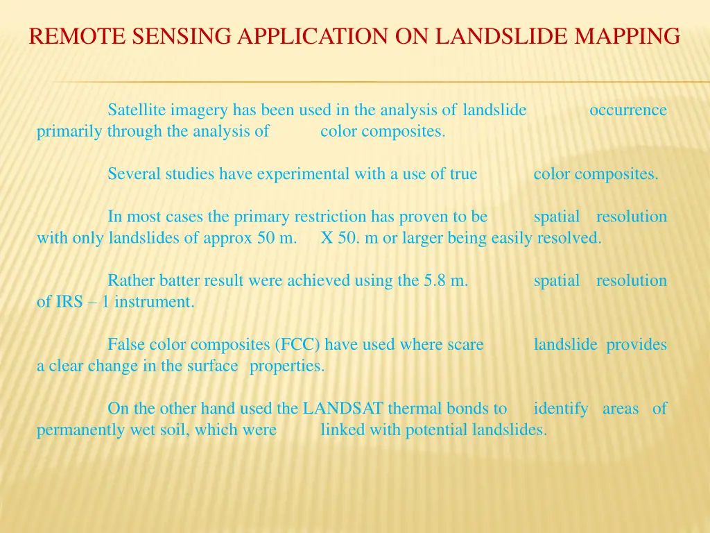 remote sensing application on landslide mapping