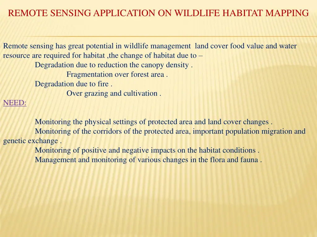 remote sensing application on wildlife habitat