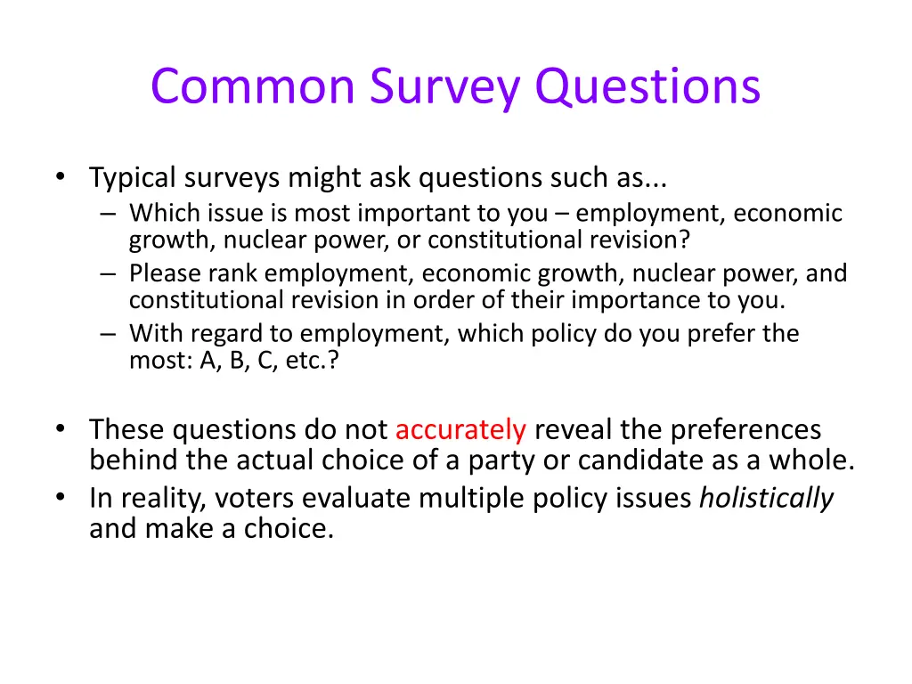 common survey questions