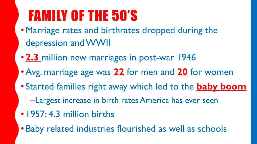 family of the 50 s marriage rates and birthrates