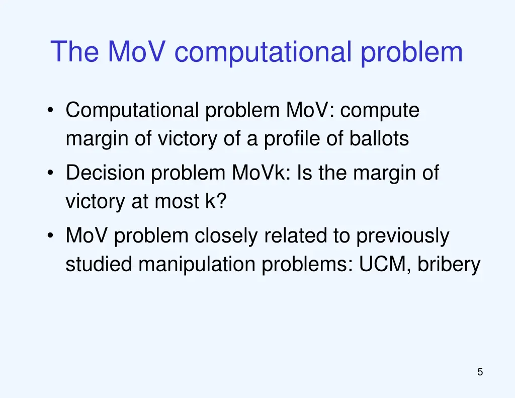 the mov computational problem