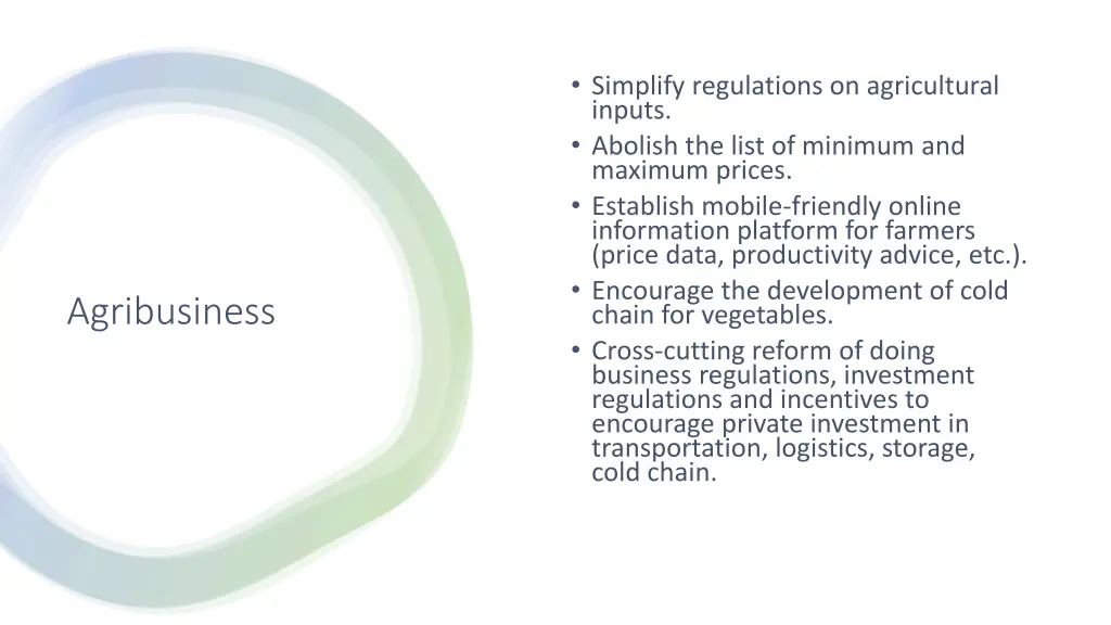 simplify regulations on agricultural inputs