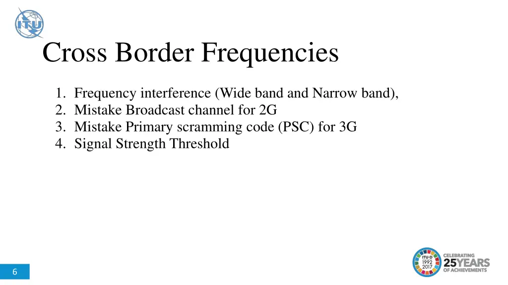 cross border frequencies