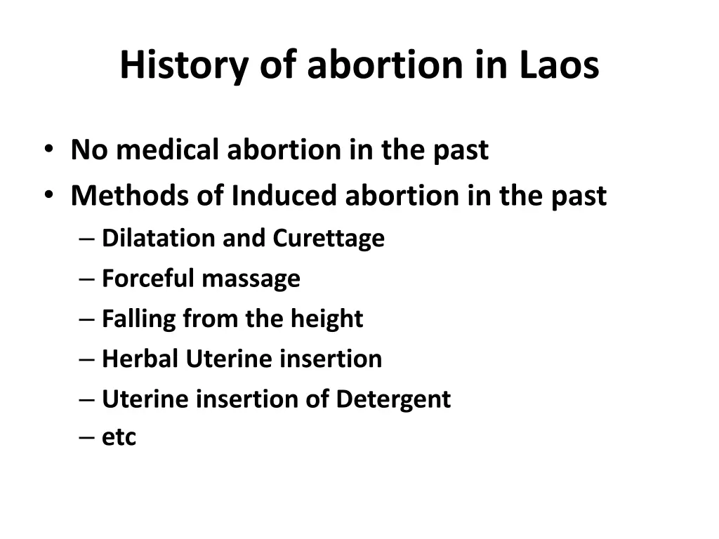 history of abortion in laos