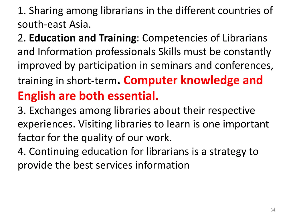 1 sharing among librarians in the different