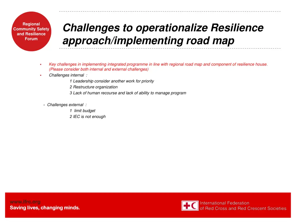 challenges to operationalize resilience approach