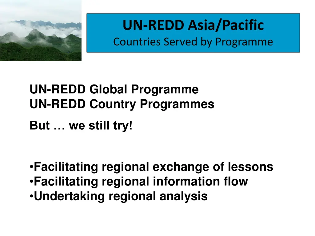 un redd asia pacific countries served by programme 2