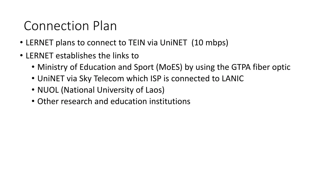 connection plan lernet plans to connect to tein