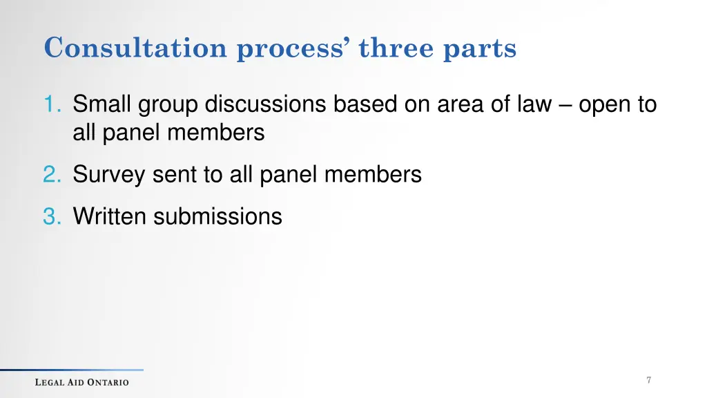 consultation process three parts