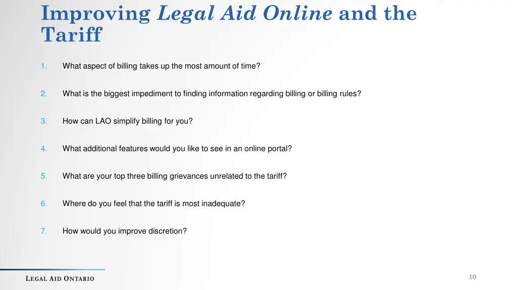 improving legal aid online and the tariff