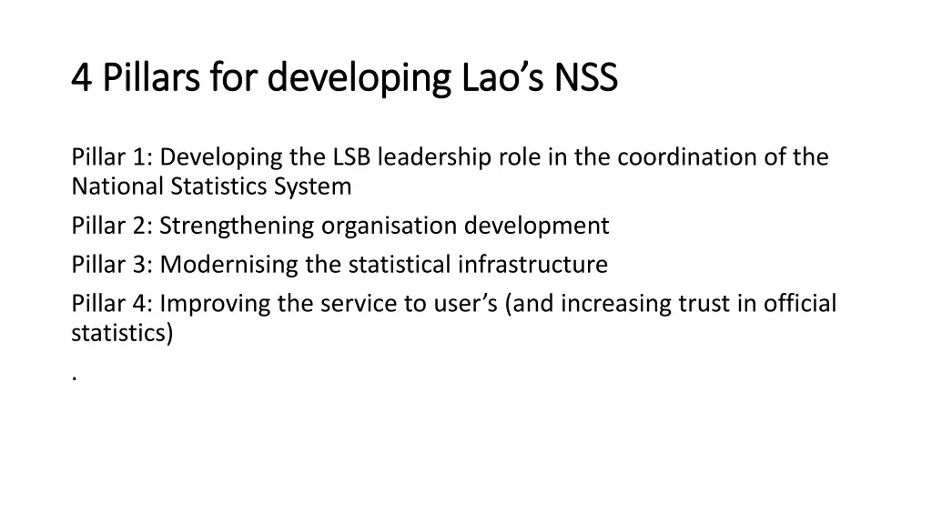 4 pillars for developing lao s nss 4 pillars