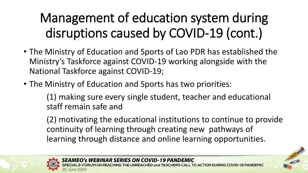 management of education system during management