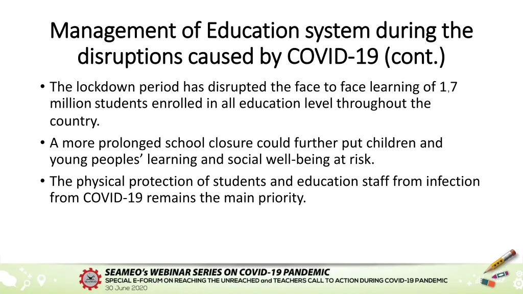 management of education system during