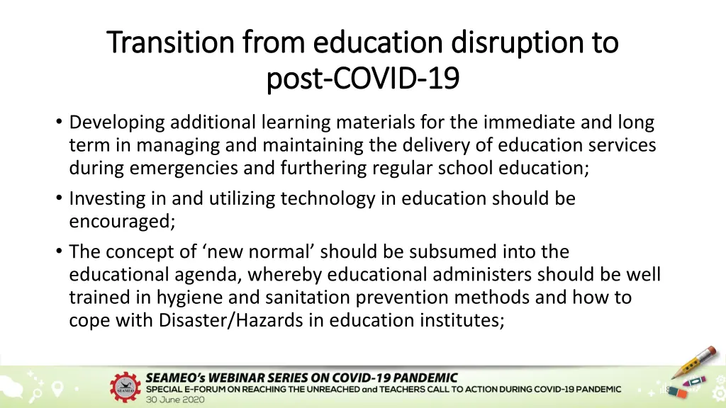 transition from education disruption