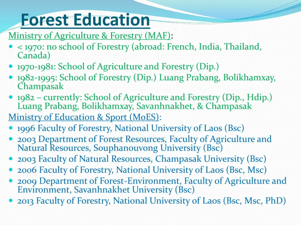 forest education ministry of agriculture forestry