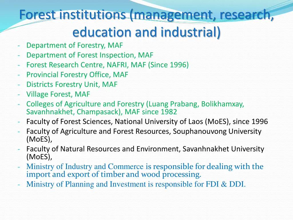 forest institutions management research education