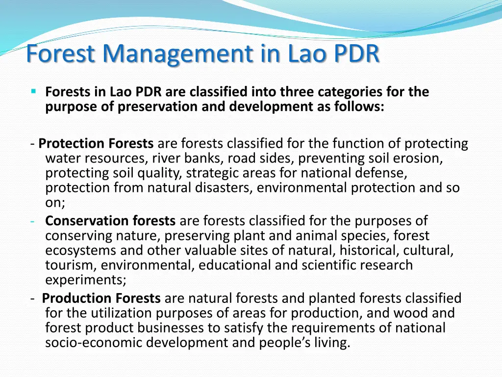 forest management in lao pdr