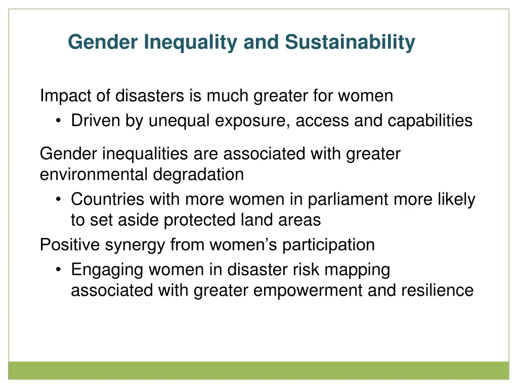 gender inequality and sustainability