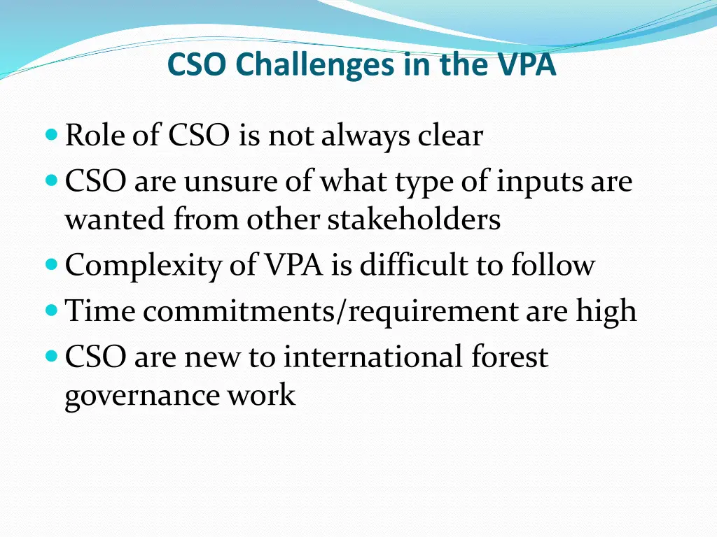 cso challenges in the vpa