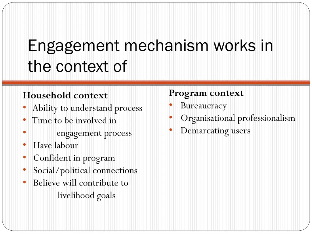 engagement mechanism works in the context of