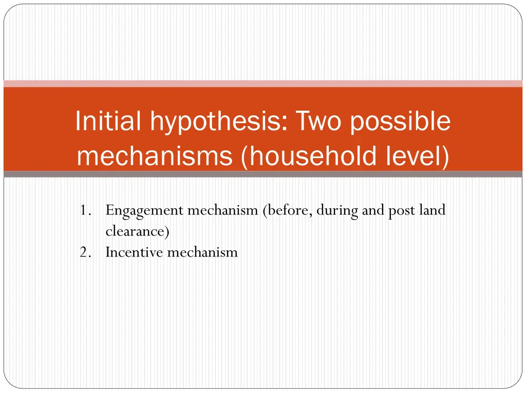 initial hypothesis two possible mechanisms