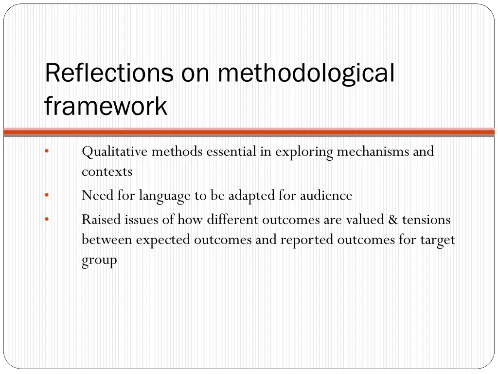 reflections on methodological framework 1