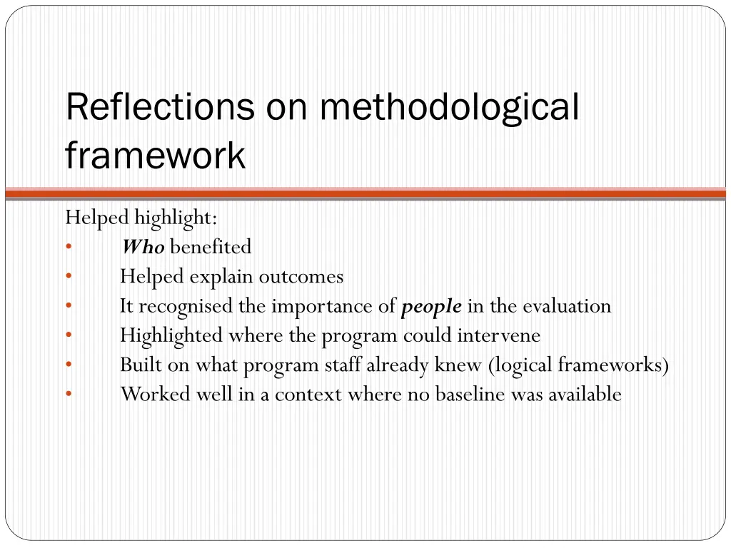 reflections on methodological framework