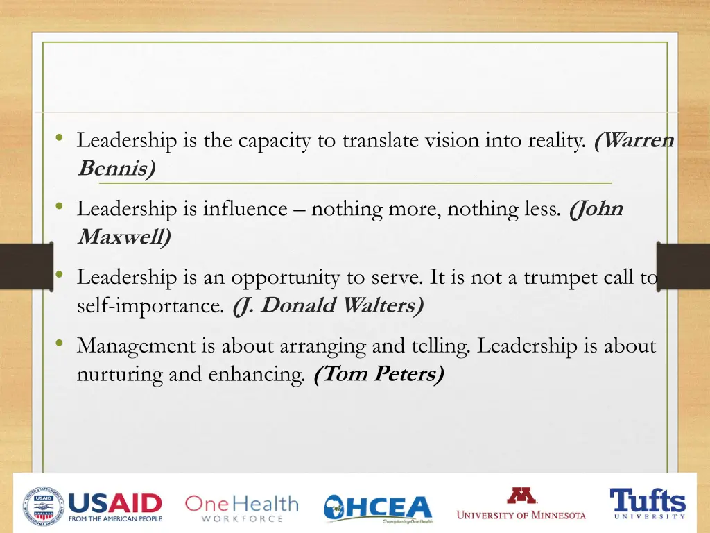 leadership is the capacity to translate vision