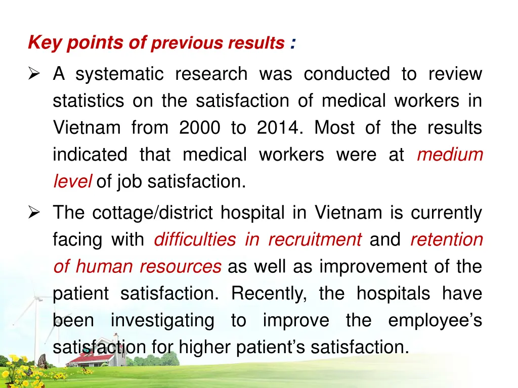 key points of previous results a systematic