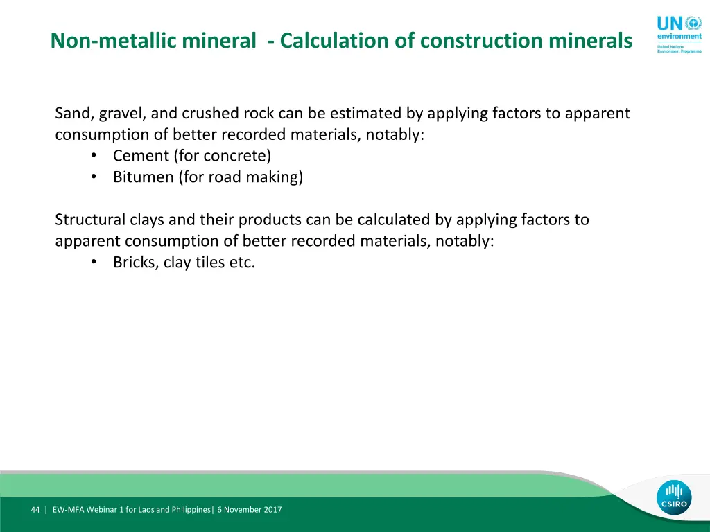 non metallic mineral calculation of construction