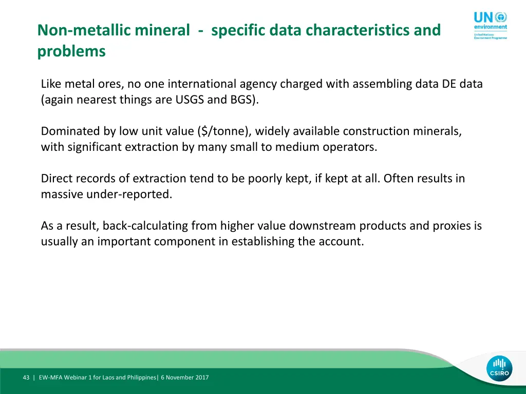 non metallic mineral specific data