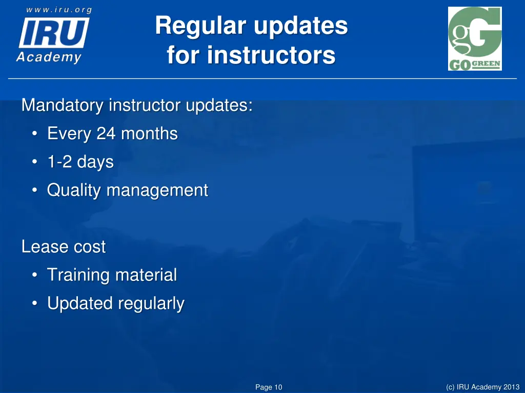 regular updates for instructors