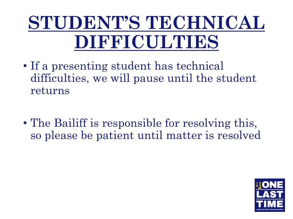 student s technical difficulties