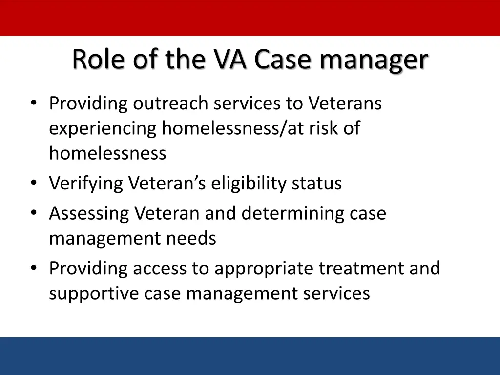 role of the va case manager