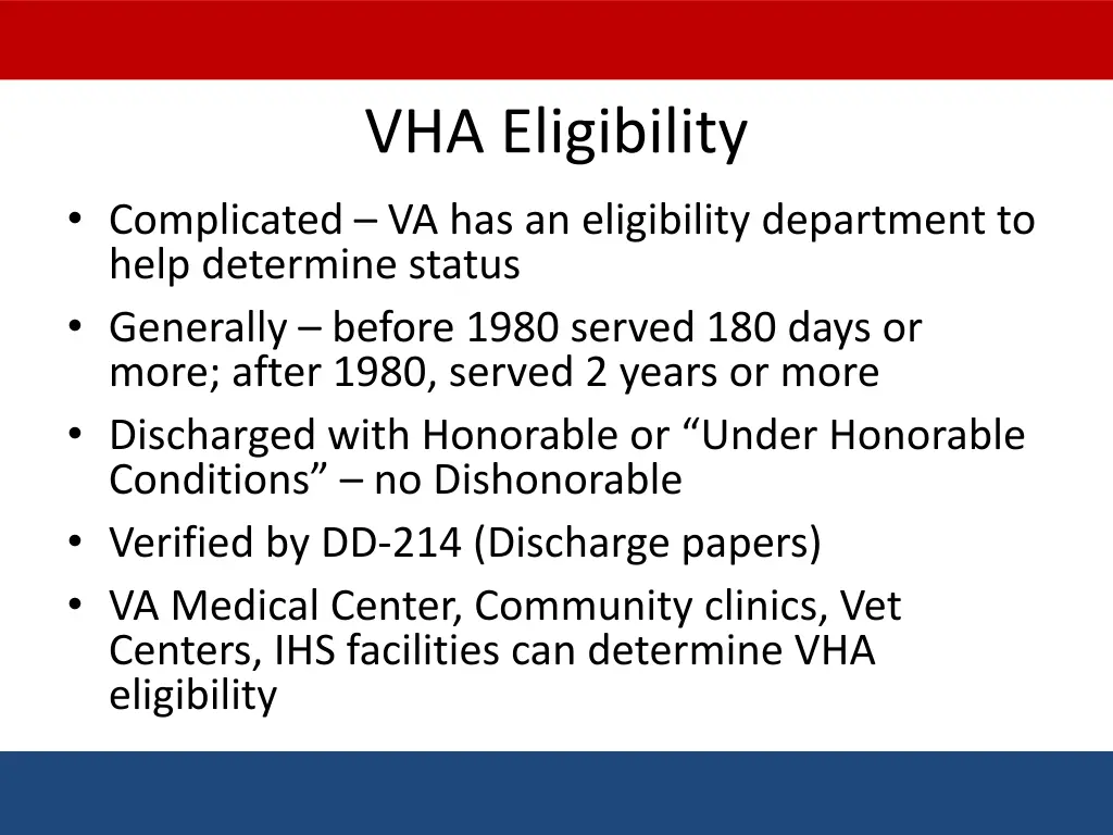 vha eligibility