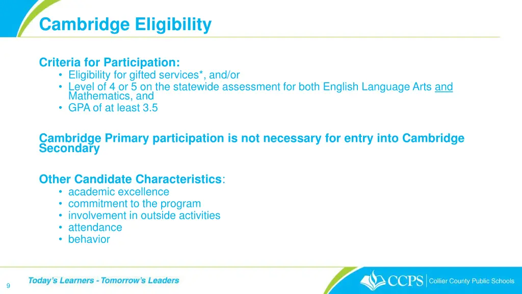 cambridge eligibility