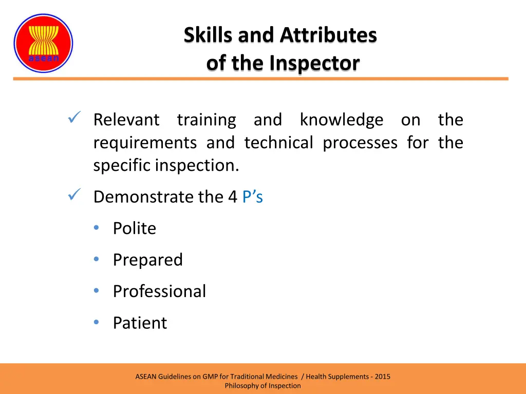 skills and attributes of the inspector