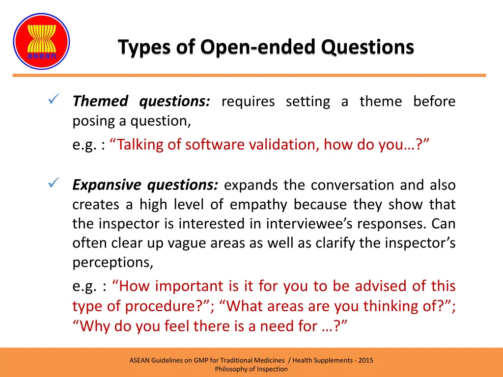 types of open ended questions