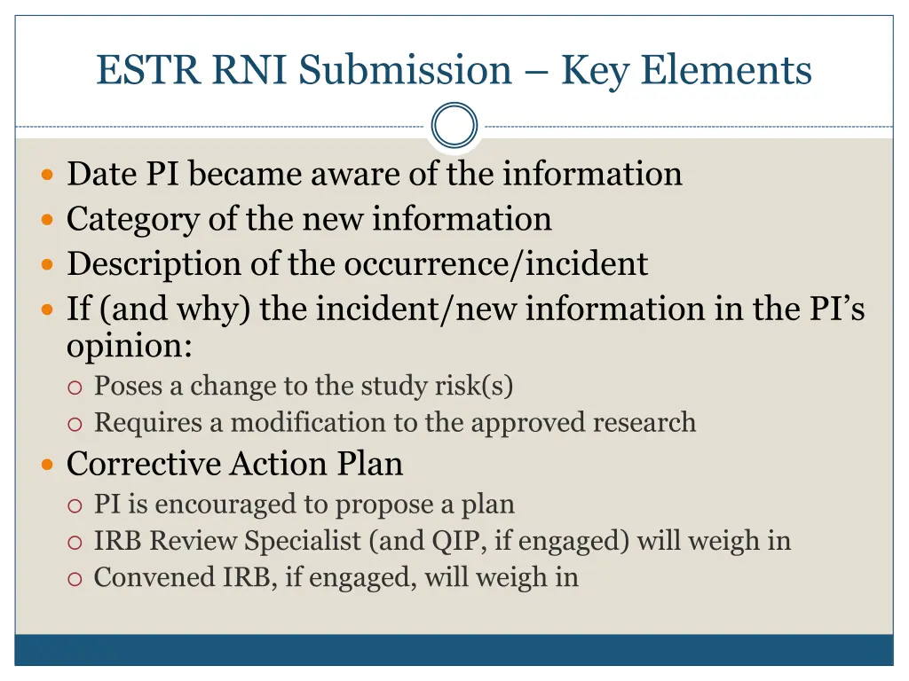 estr rni submission key elements