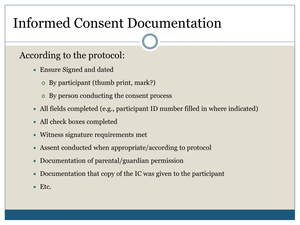 informed consent documentation