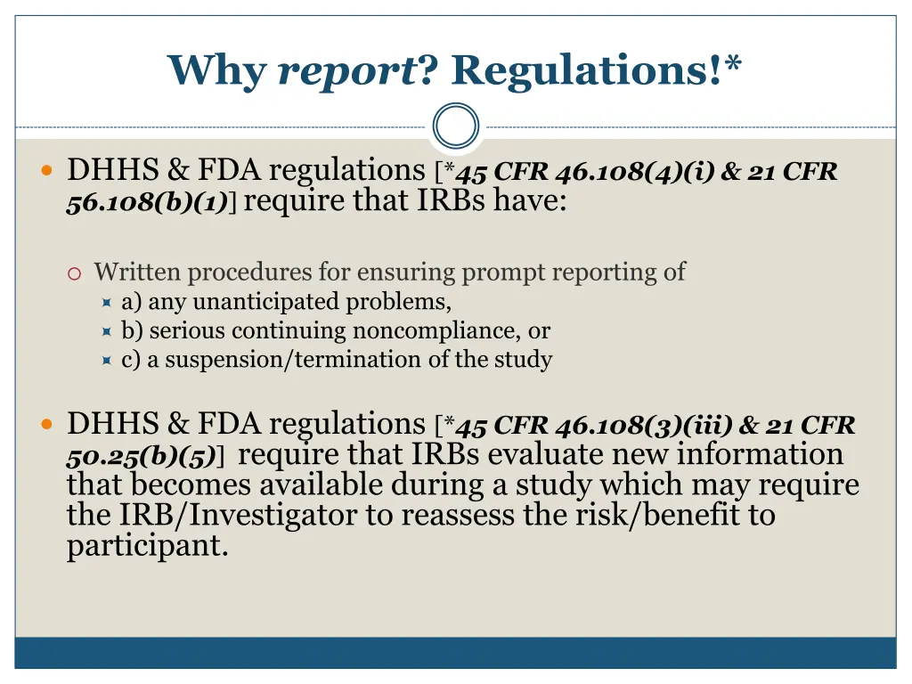 why report regulations